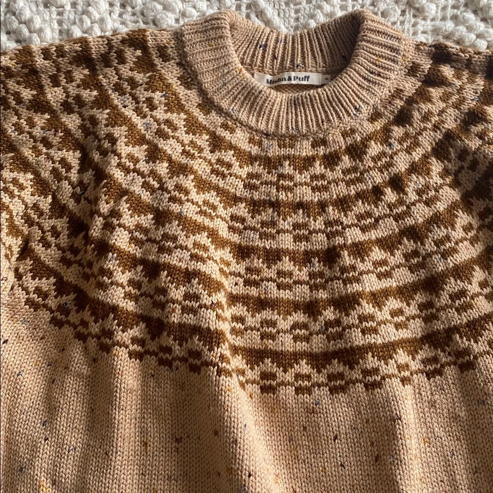 Oversized Fair Isle Sweater in Camel Confetti - Picture 5 of 8
